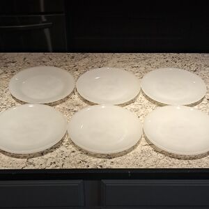 Vintage Fire King Oven Ware Milk Glass Elegant White Dinner Plate Set 6ct